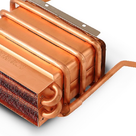 Short three row strong exhaust gas water heater water tank heat exchanger oxygen free copper pure copper water tank