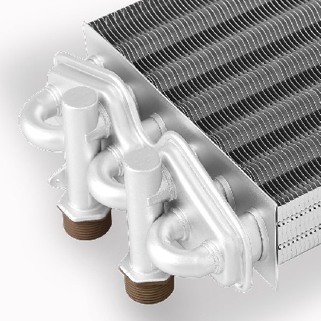 Manufacturer customized 6-tube dual function wall mounted boiler heat exchanger, main heat exchanger, heating and hot water dual-use copper water tank